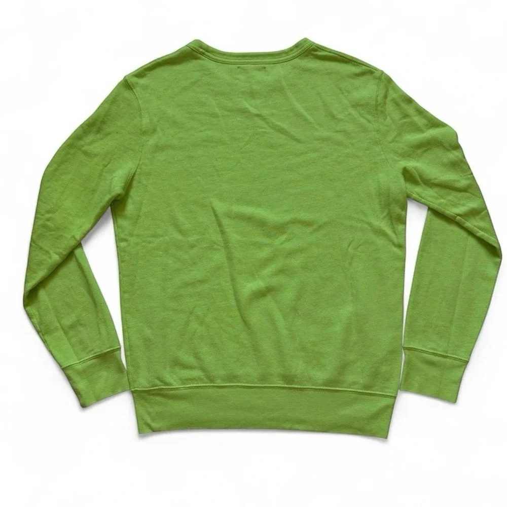 Polo Ralph Lauren Mens Lime Green Crewneck Sweatshirt Purple Pony Logo Size M